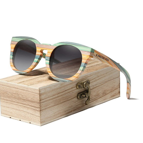 BAMBOO™ - 2024 3553 Fashion Sonnenbrille Handgefertigt aus Edlem Naturholz