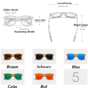 BAMBOO™ - 2024 3773 Fashion Sonnenbrille Handgefertigt aus Edlem Naturholz