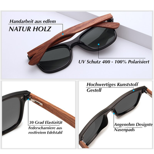 BAMBOO™ - 2024 6166 Photochrom Sonnenbrille aus Edlem Naturholz